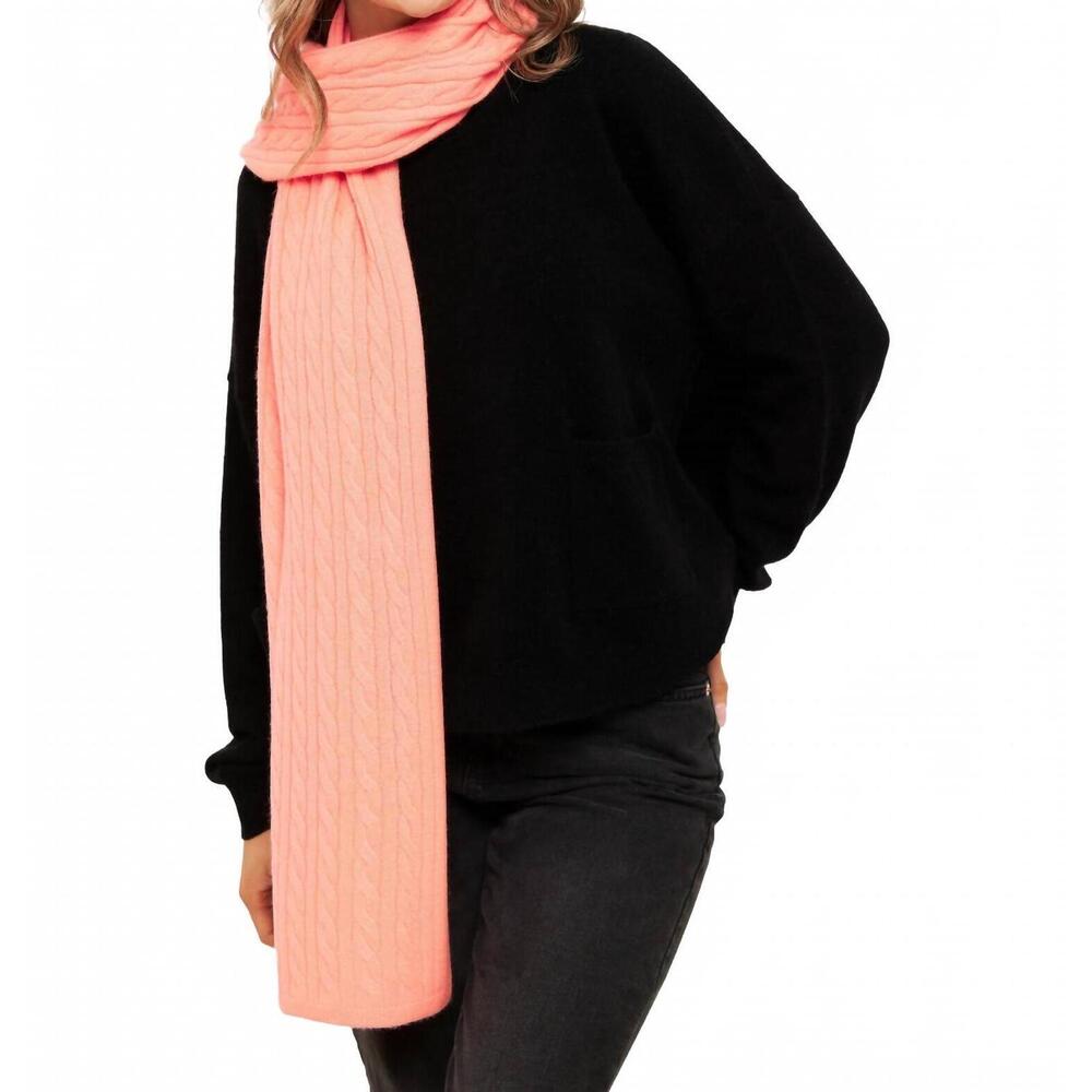 NEW BRODIE CASHMERE women's cable scarf in diva pink